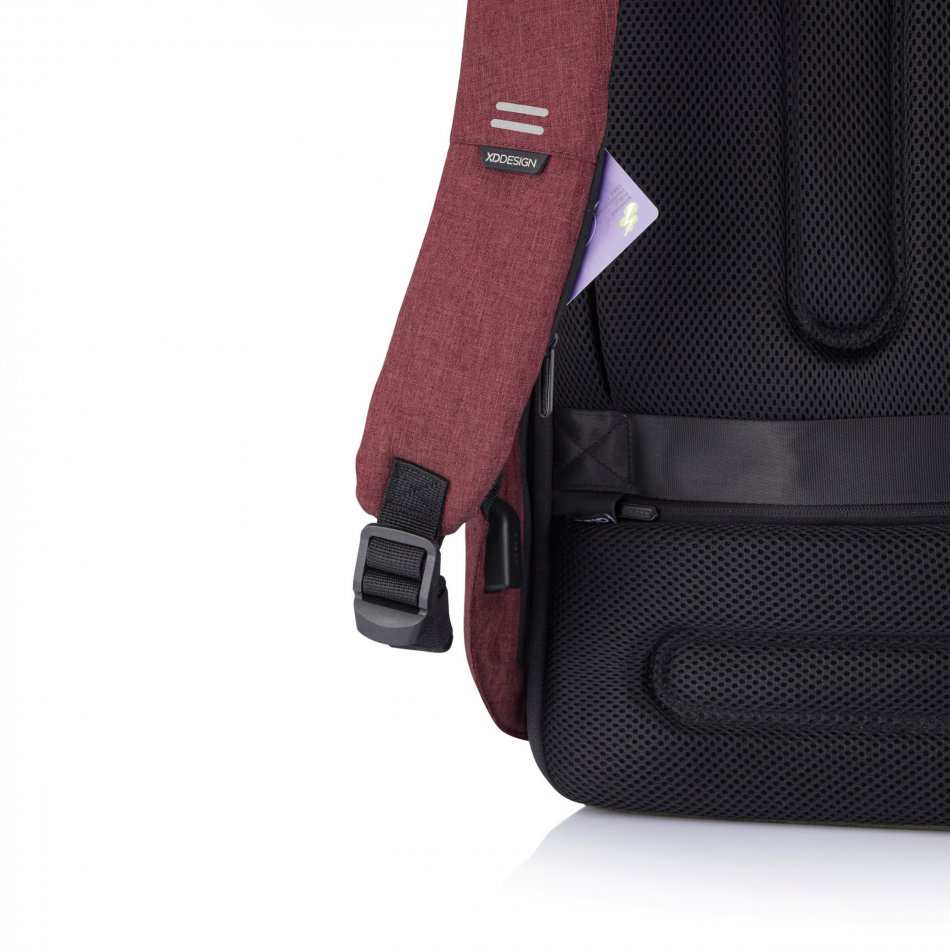 Bobby Hero Regular, anti-diefstal rugzak rood, zwart