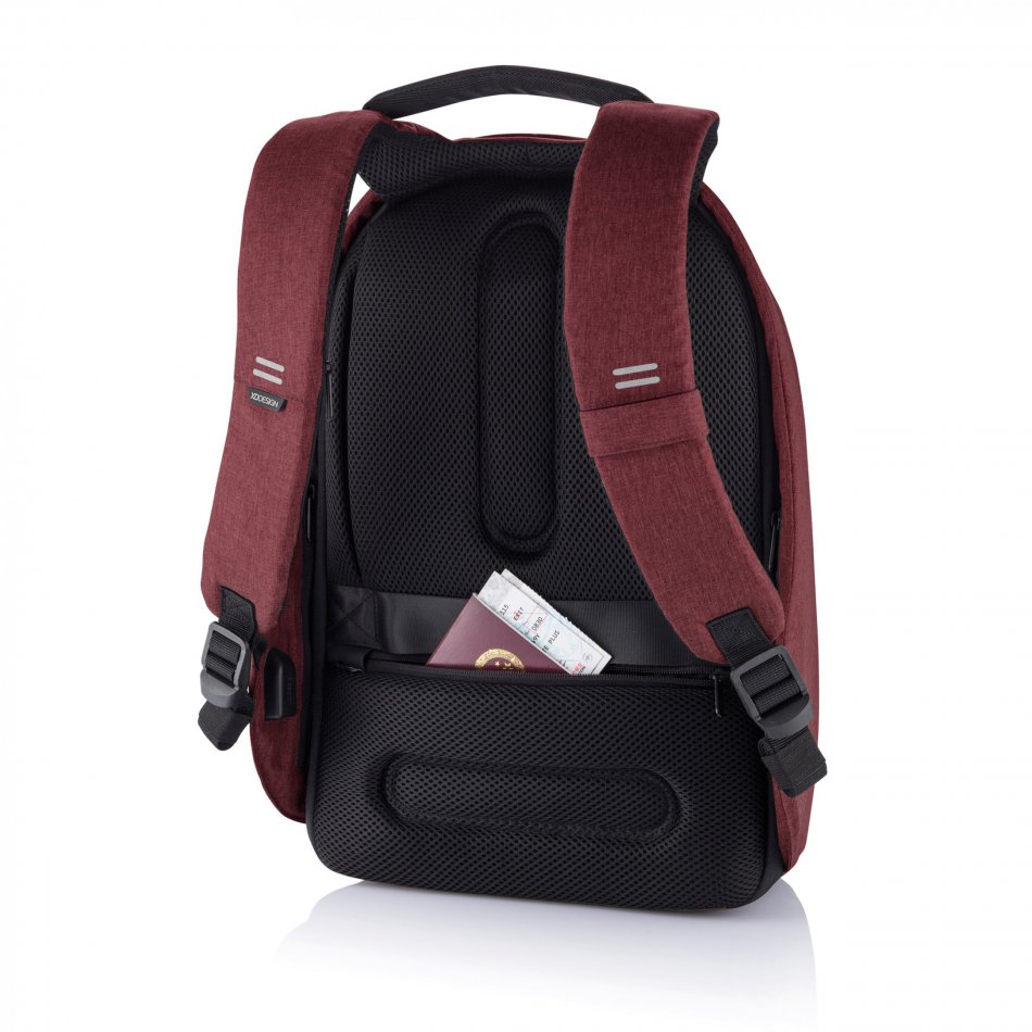 Bobby Hero Small, anti-diefstal rugzak rood, zwart