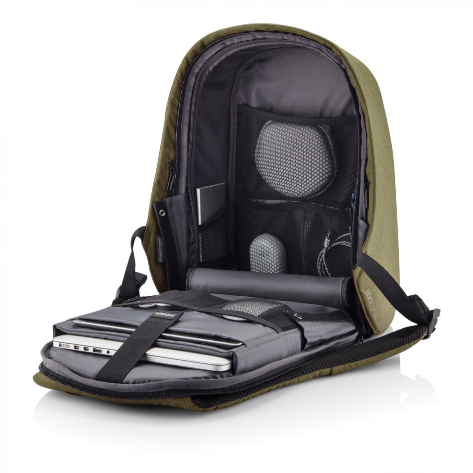 Bobby Hero Small, anti-diefstal rugzak groen, zwart