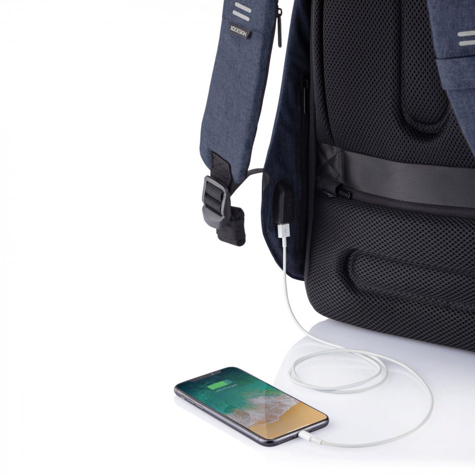 Bobby Hero XL, anti-diefstal rugzak donkerblauw, grijs