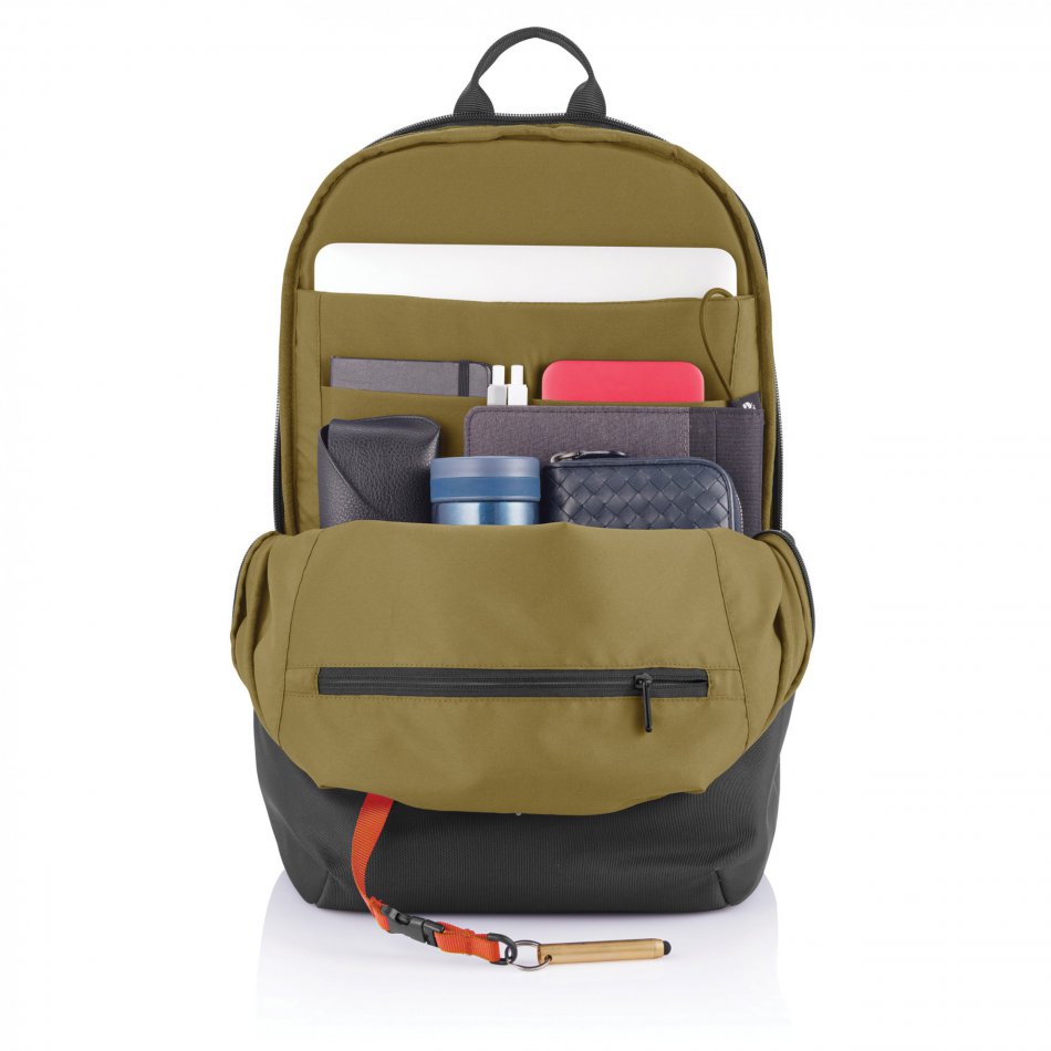 Bobby Soft, anti-diefstal rugzak zwart, groen