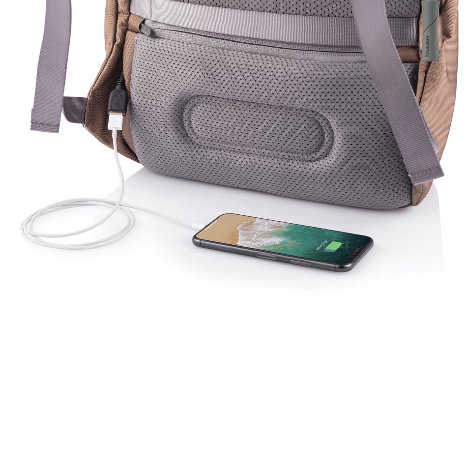 Bobby Soft, anti-diefstal rugzak khaki, grijs