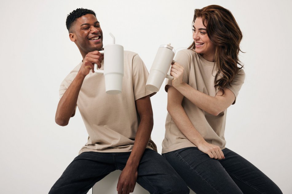 Embrace deluxe RCS recycled RVS drinkbeker 900ml beige