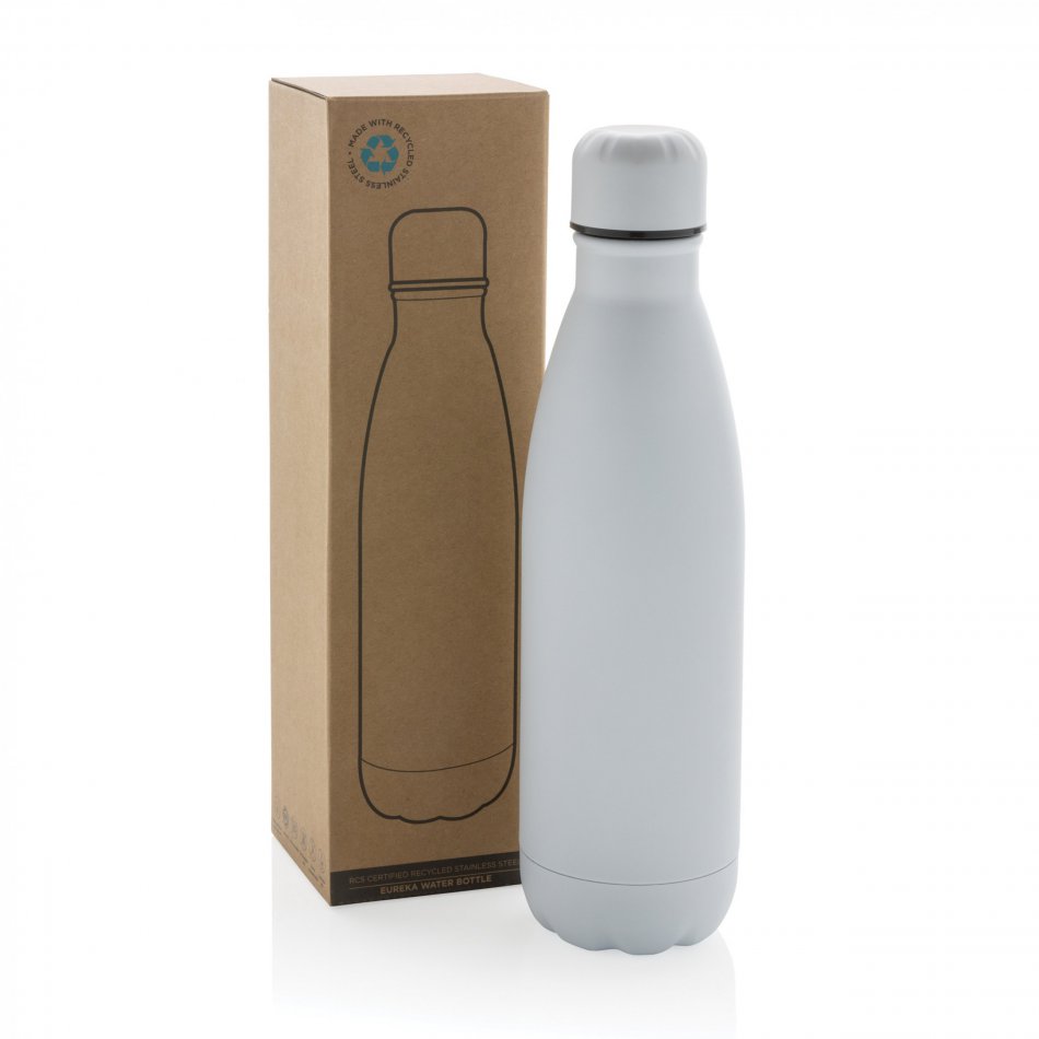 Eureka RCS-gecert. gerecycled rvs enkelwandige fles wit