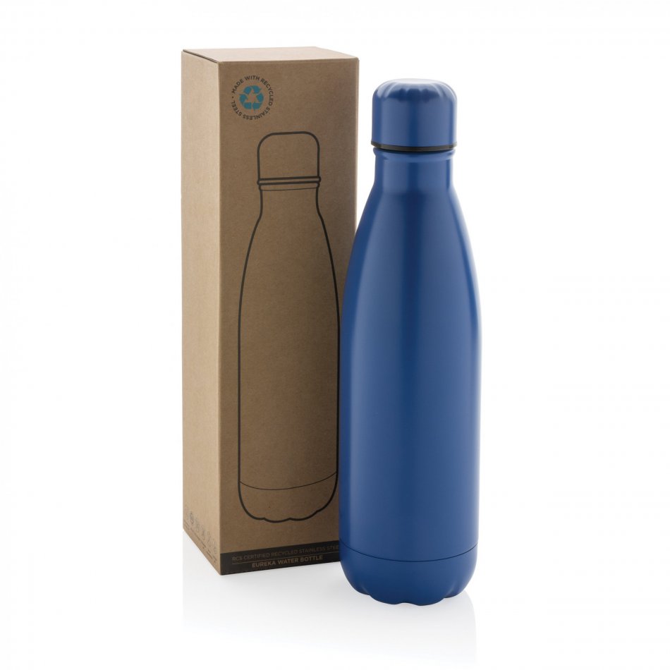 Eureka RCS-gecert. gerecycled rvs enkelwandige fles blauw