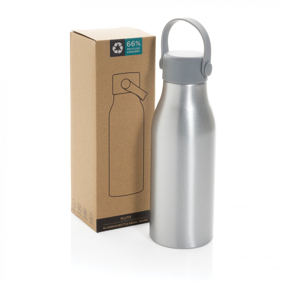 Pluto RCS gecert. recycled alu. waterfles 680ml zilver