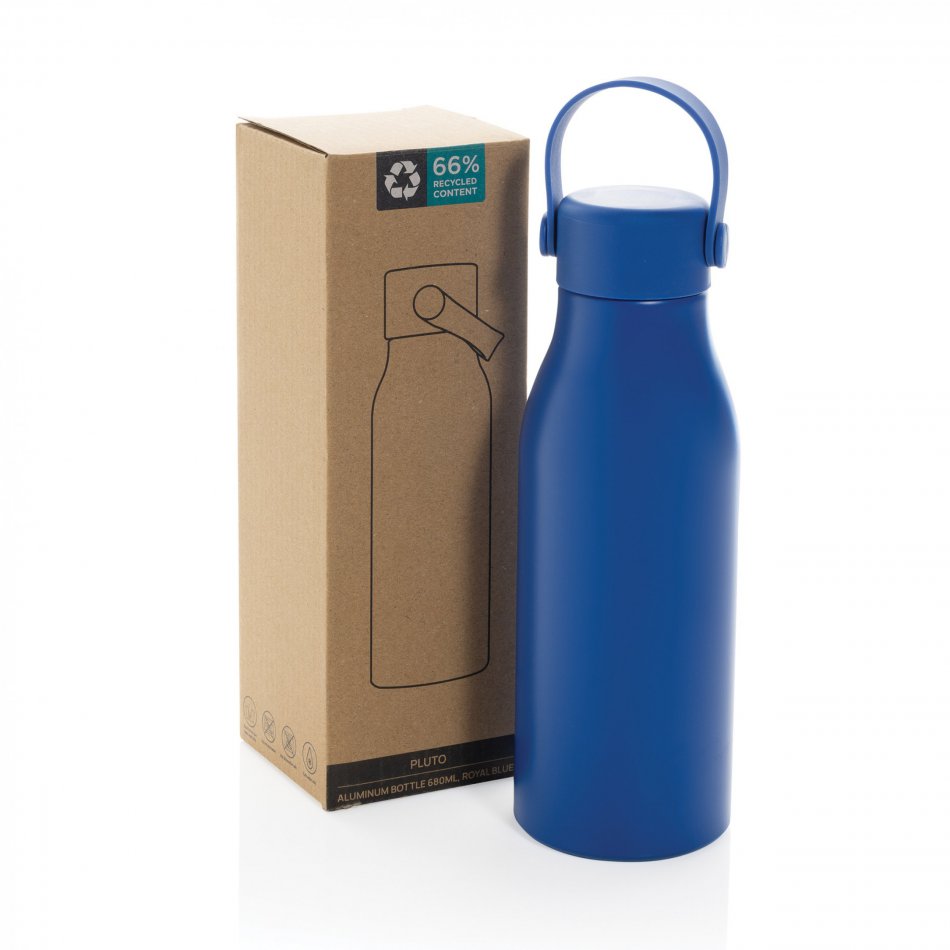 Pluto RCS gecert. recycled alu. waterfles 680ml royal blue