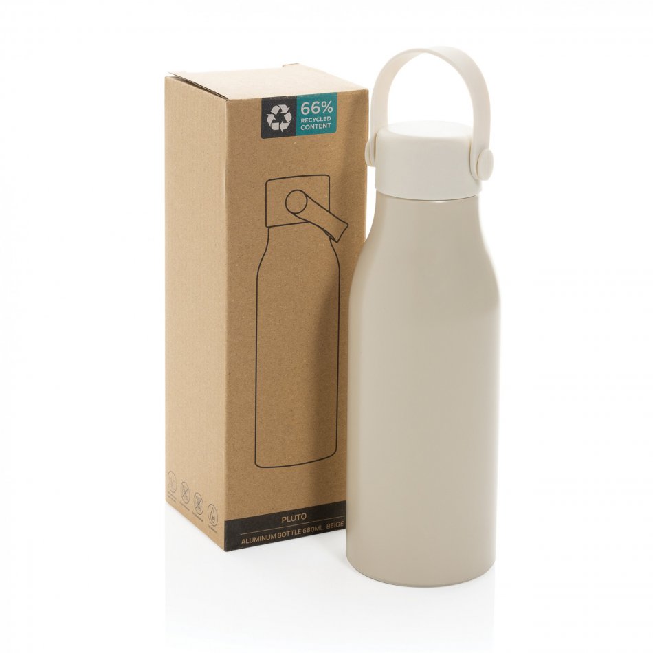 Pluto RCS gecert. recycled alu. waterfles 680ml beige