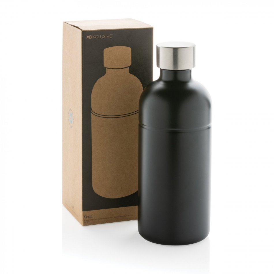 Soda RCS gecert. gerecycled rvs drinkfles zwart