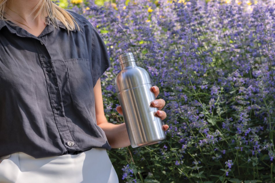 Soda RCS gecert. gerecycled rvs drinkfles zilver