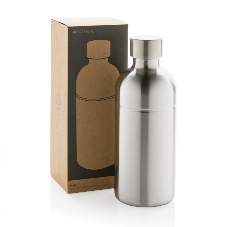 Soda RCS gecert. gerecycled rvs drinkfles zilver