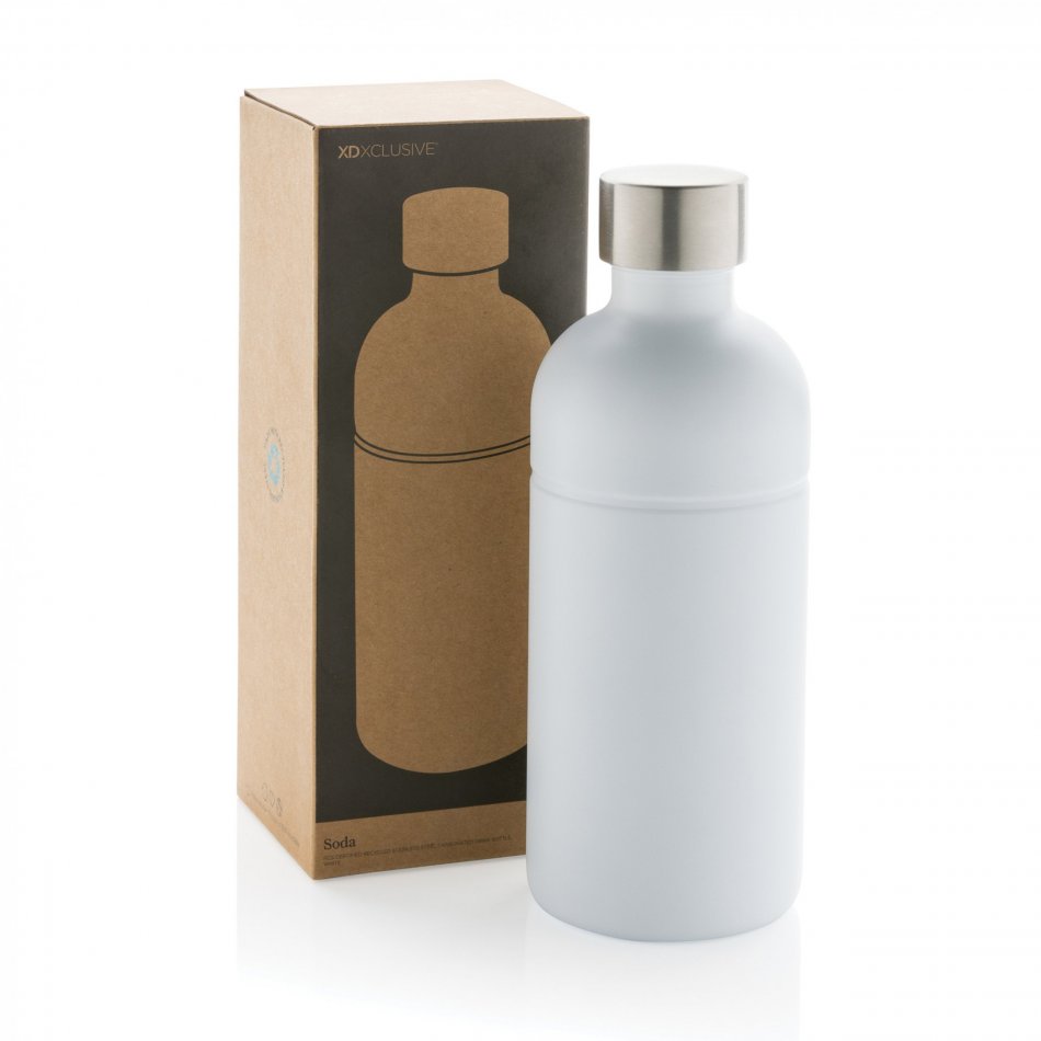 Soda RCS gecert. gerecycled rvs drinkfles wit
