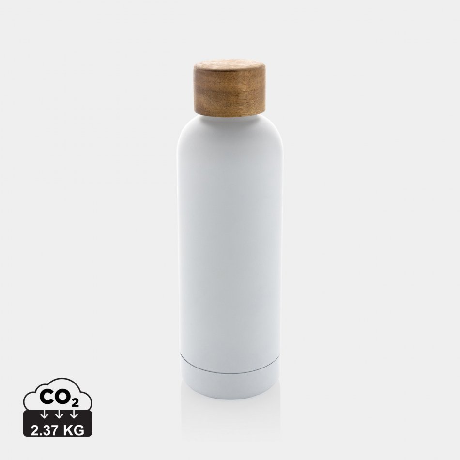 Wood RCS-gecert.e gerecycled rvs vacuümfles wit