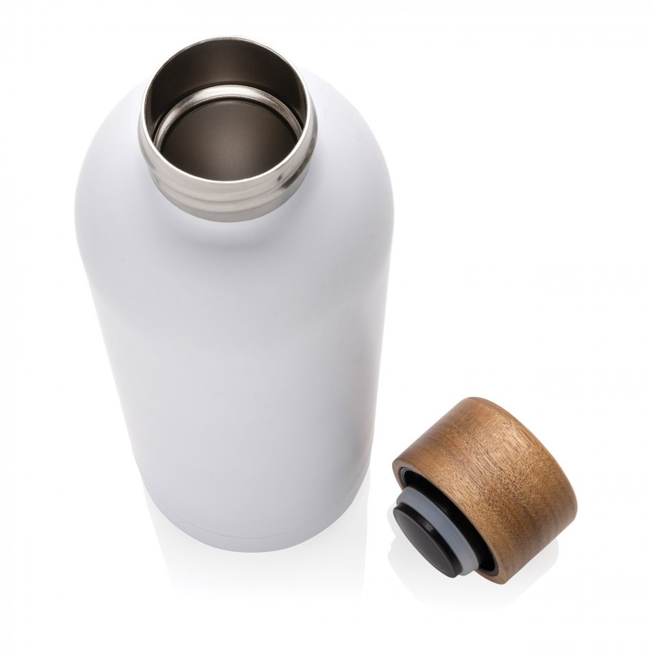 Wood RCS-gecert.e gerecycled rvs vacuümfles wit