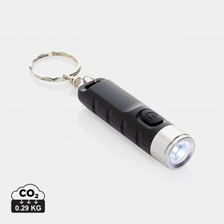 Globix RCS gerecycled plastic USB oplaadbare zaklamp zwart