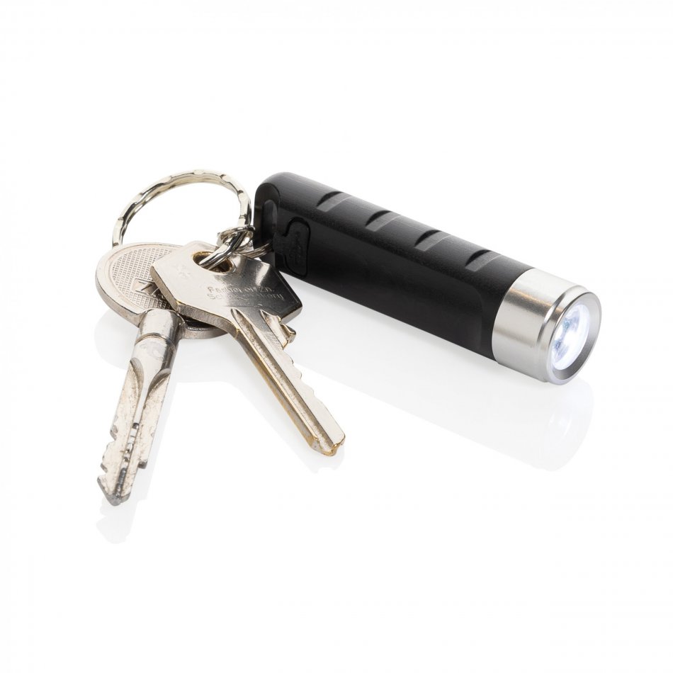 Globix RCS gerecycled plastic USB oplaadbare zaklamp zwart