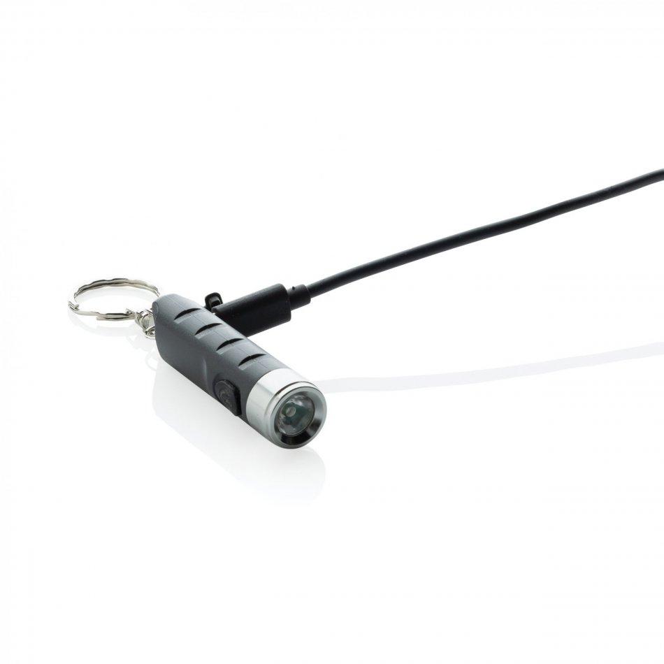 Globix RCS gerecycled plastic USB oplaadbare zaklamp zwart