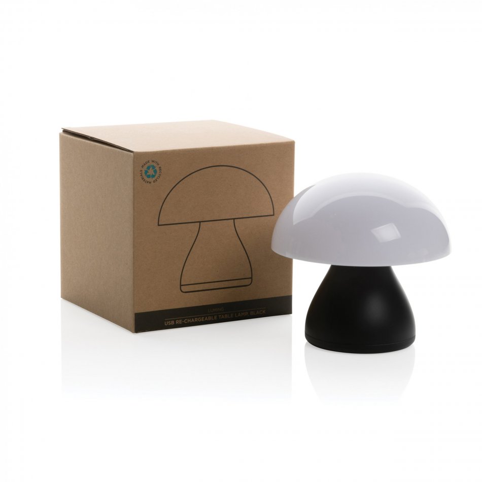 Luming RCS gerecycled plastic USB-oplaadbare tafellamp zwart