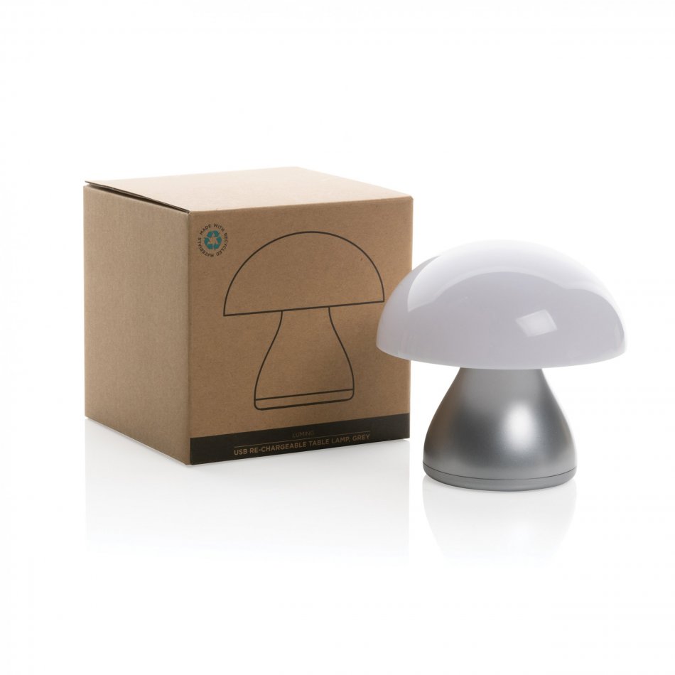 Luming RCS gerecycled plastic USB-oplaadbare tafellamp grijs