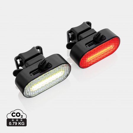 Lumino RCS rplastic USB-oplaadbare fietslamp set zwart