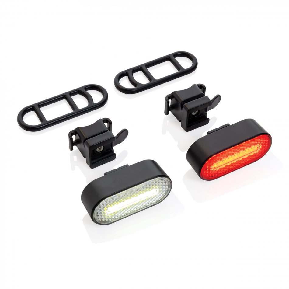 Lumino RCS rplastic USB-oplaadbare fietslamp set zwart
