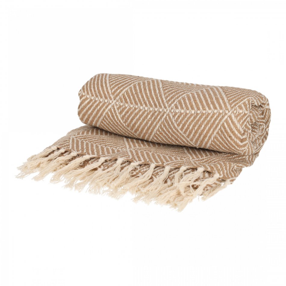 JENS Living Basic Recycled Cotton Plaid Beige