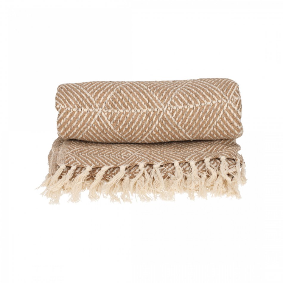 JENS Living Basic Recycled Cotton Plaid Beige
