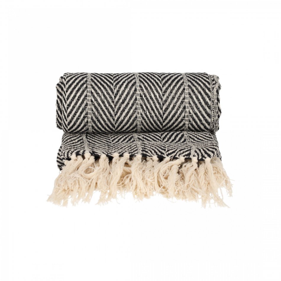 JENS Living Basic Recycled Cotton Plaid Zwart