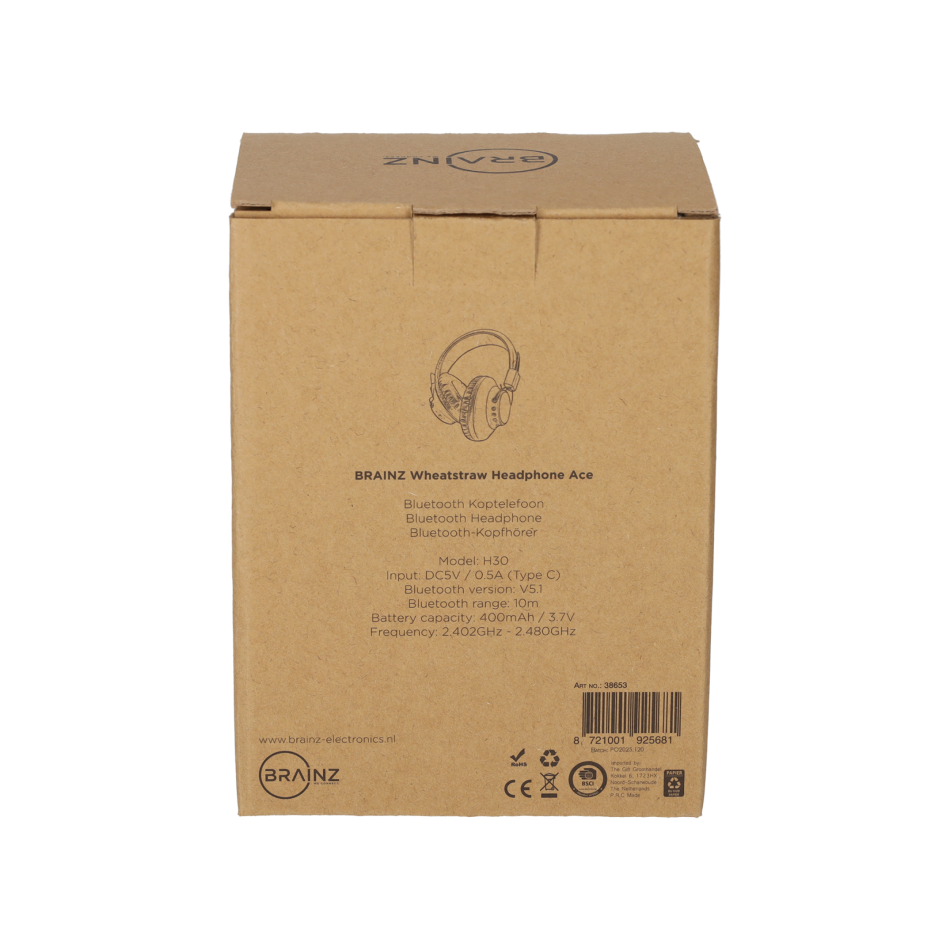 BRAINZ Hoofdtelefoon Ace Wheatstraw Naturel