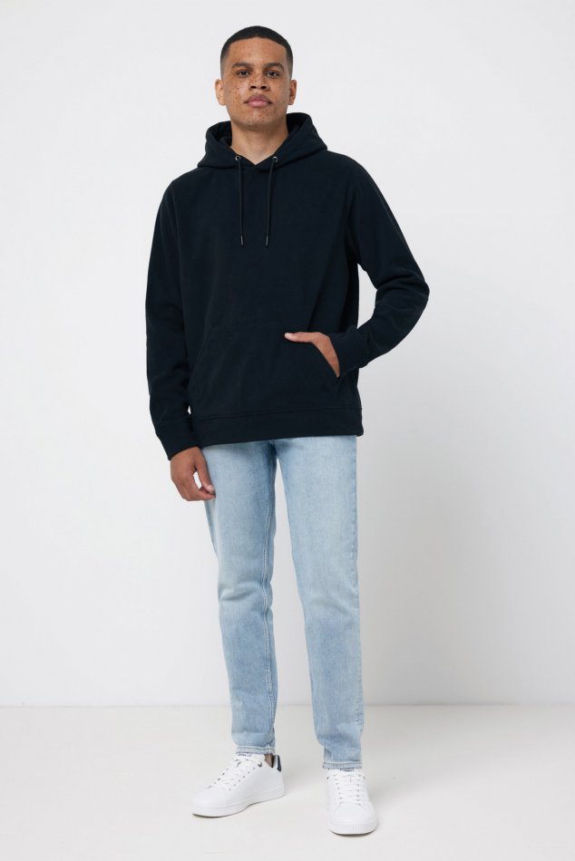 Trivor gerec. polyester fleece hoodie zwart