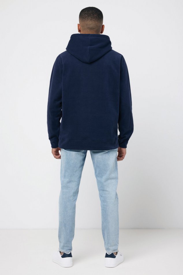 Trivor gerec. polyester fleece hoodie donkerblauw
