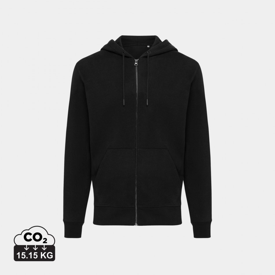 Abisko gerec. katoen hoodie met rits zwart
