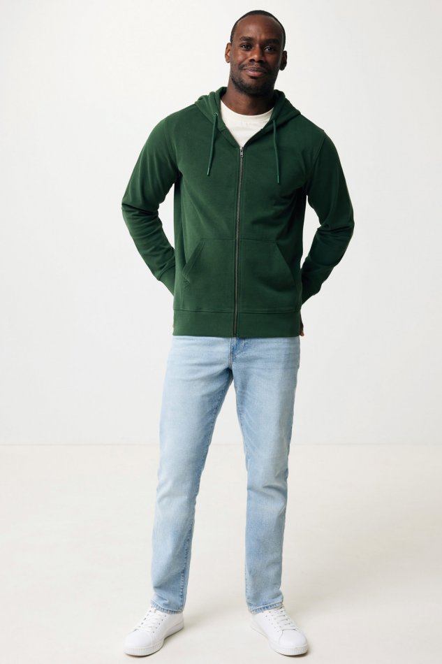 Abisko gerec. katoen hoodie met rits forest green