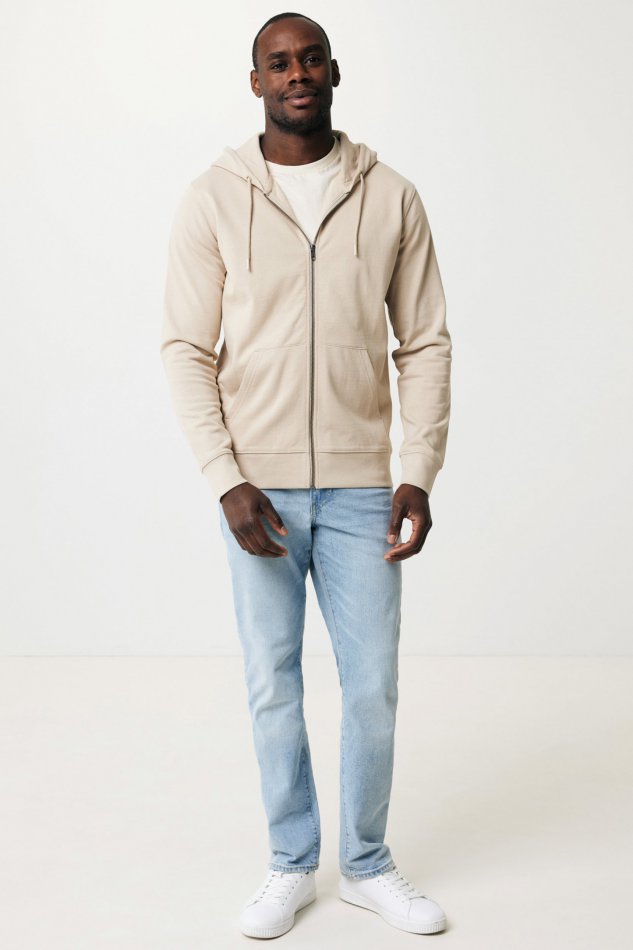 Abisko gerec. katoen hoodie met rits desert