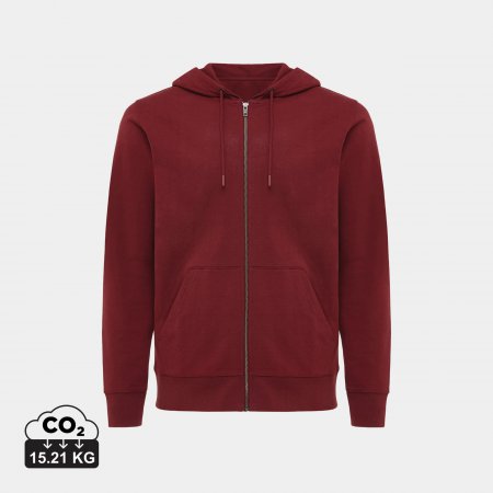 Abisko gerec. katoen hoodie met rits bordeauxrood
