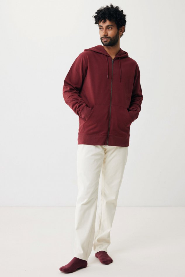 Abisko gerec. katoen hoodie met rits bordeauxrood