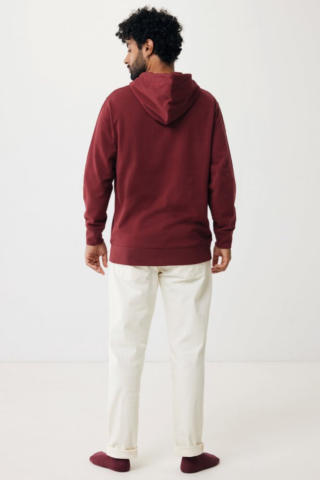 Abisko gerec. katoen hoodie met rits bordeauxrood
