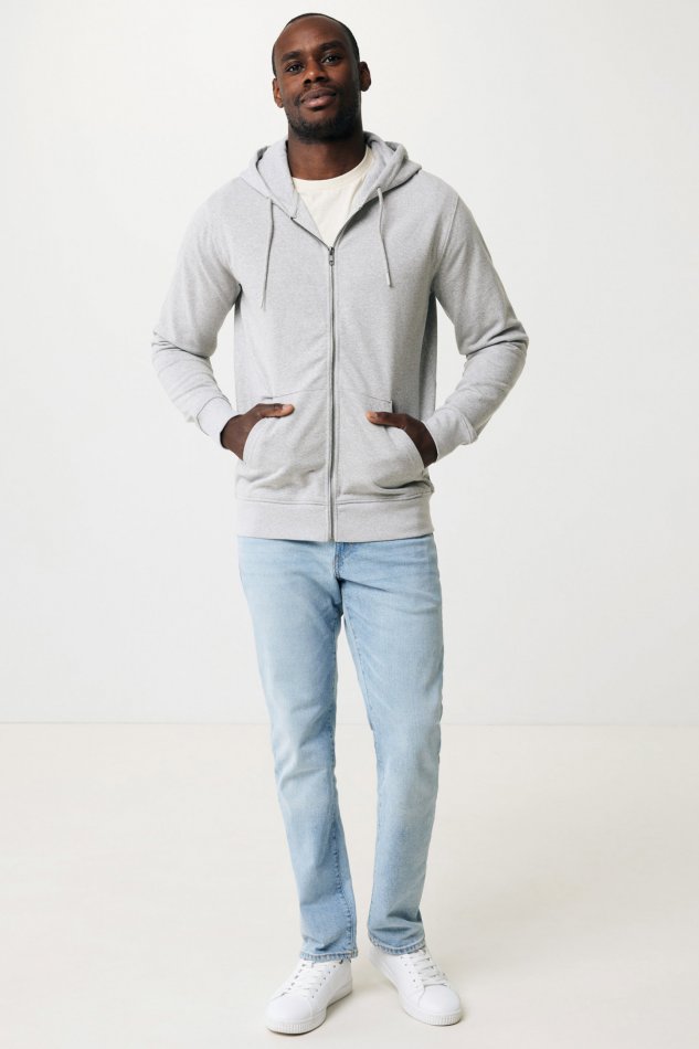Abisko gerec. katoen hoodie met rits heather grey