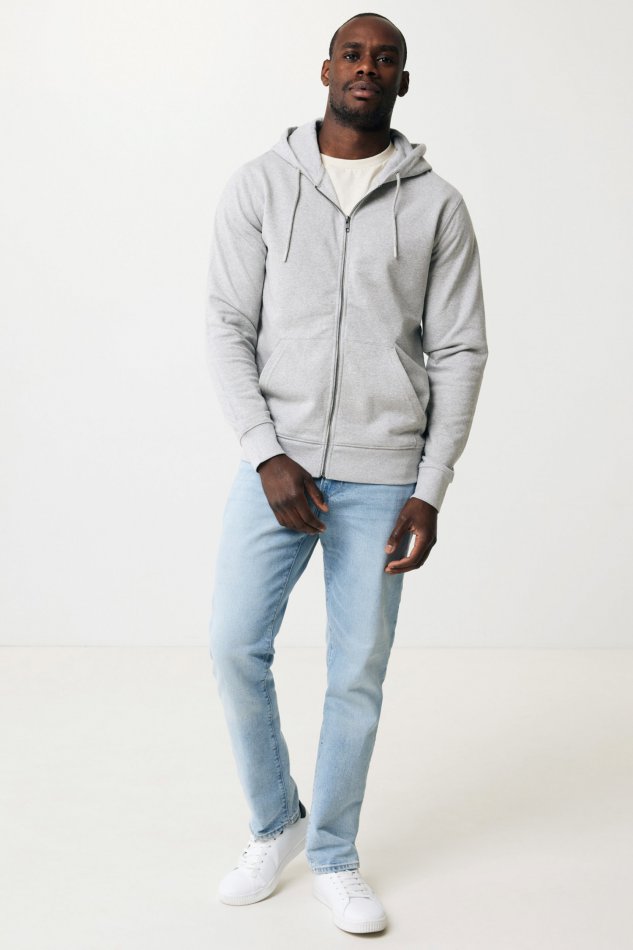 Abisko gerec. katoen hoodie met rits heather grey