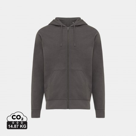 Abisko gerec. katoen hoodie met rits heather anthracite
