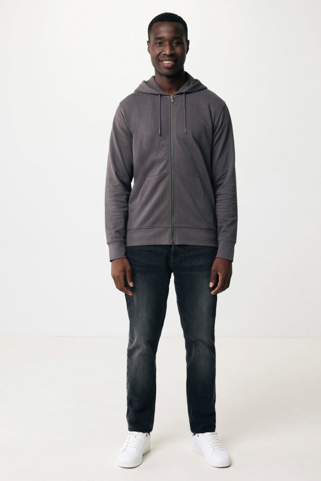 Abisko gerec. katoen hoodie met rits heather anthracite