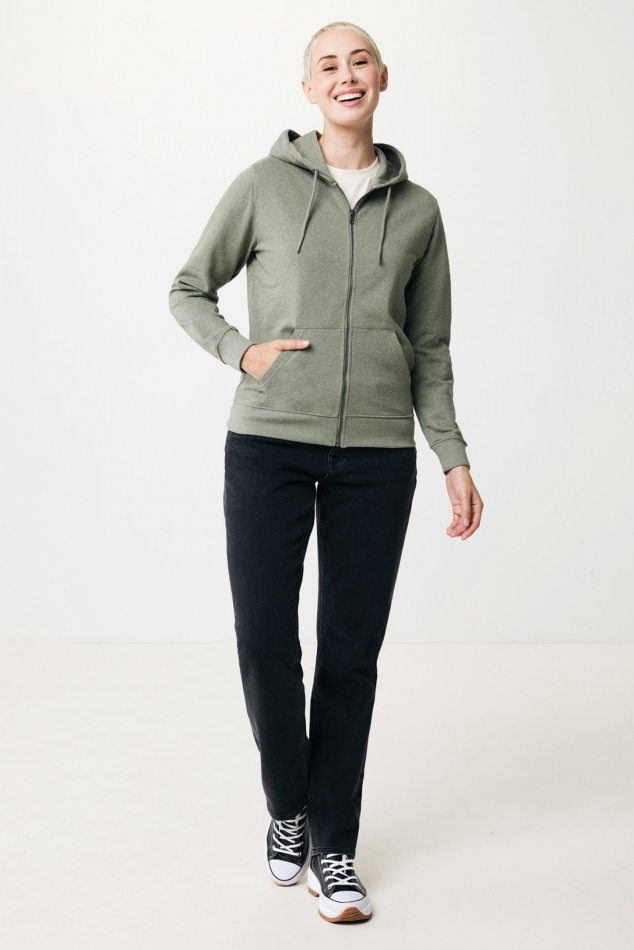 Abisko gerec. katoen hoodie met rits heather green