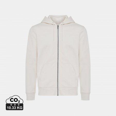 Abisko gerec. katoen hoodie met rits natural raw