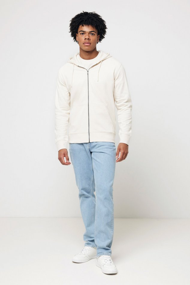 Abisko gerec. katoen hoodie met rits natural raw