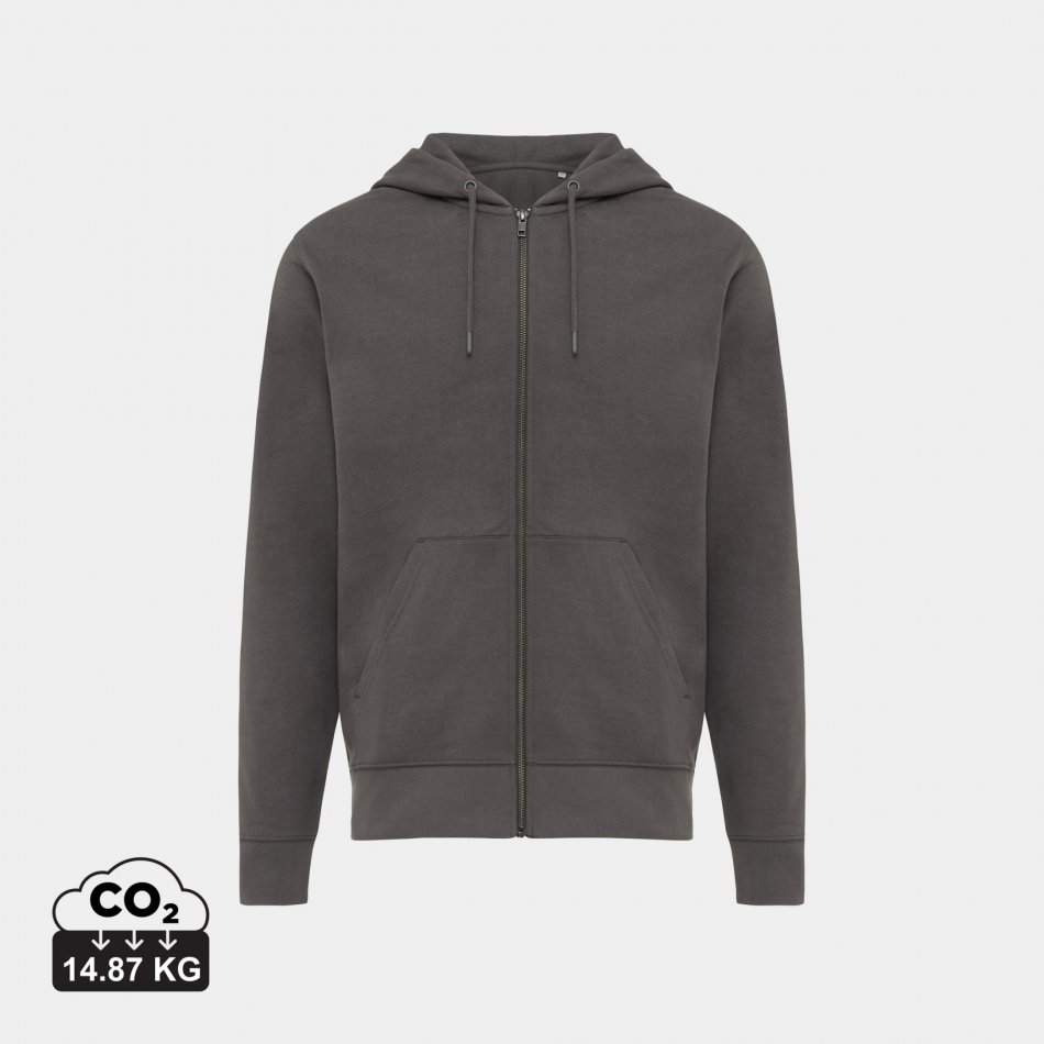 Abisko gerec. katoen hoodie met rits antraciet