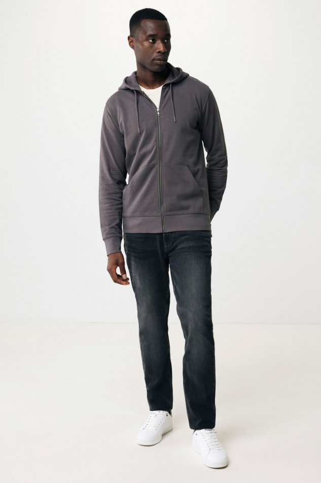Abisko gerec. katoen hoodie met rits antraciet