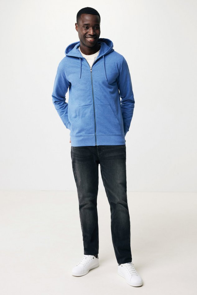 Abisko gerec. katoen hoodie met rits heather blue