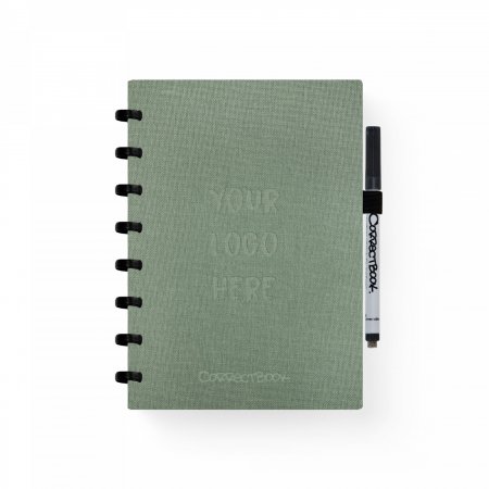 Linnen A5 Olive Green - gelinieerde bladen