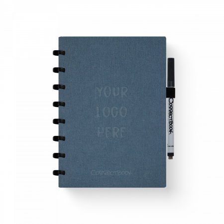 Linnen A5 Steel Blue - gelinieerde bladen